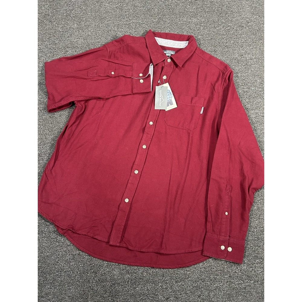 New‎ Eddie Bauer Chamois Bristol Flannel Shirt Men's XXL 2XL Red Burgundy Cotton